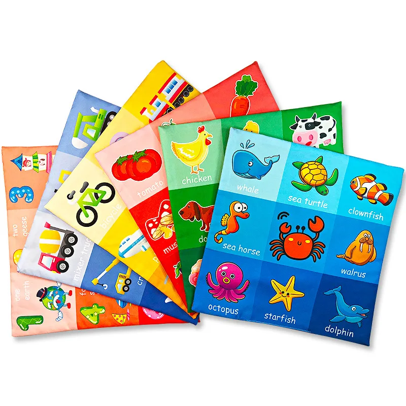 Baby Squared Newspaper Cloth Book Children Early Learning Cognitive Development Sound Books Unfolding Activity Book Toys