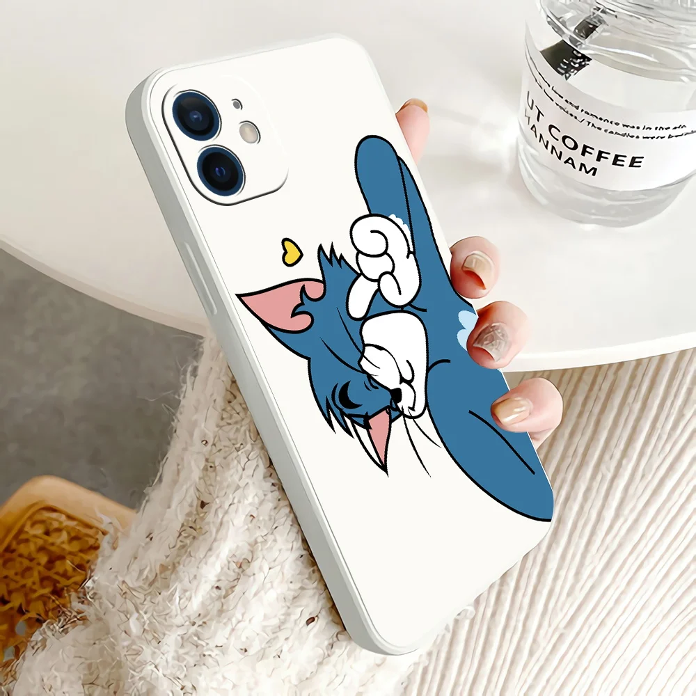 Cartoon Cute Cat Mouse Cases For iPhone 13 12 Pro Max Mini 11 Pro Max X XR XS MAX SE 2020 8 7 6 6S Plus 5 Silicone Phone Cover