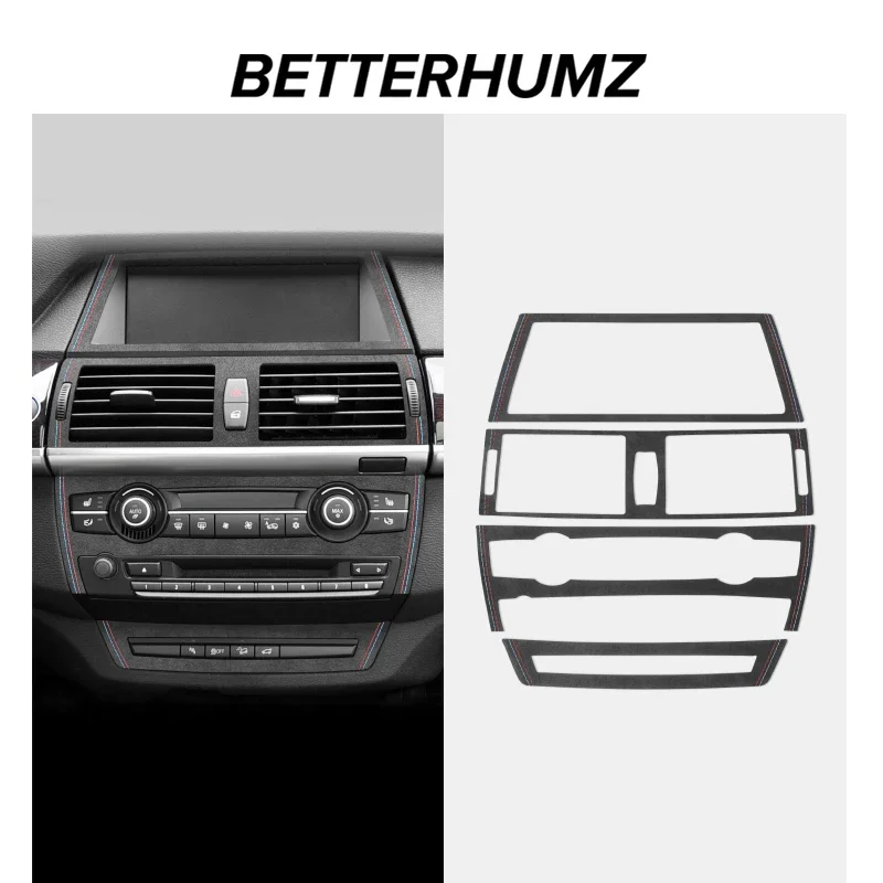 For BMW X5 E70 X6 E71 Made of Alcantara Center Console CD Panel Trim Frame Performance Sticker Car Interior Tuning Accessories