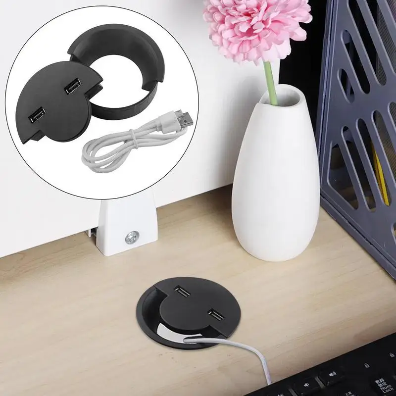 5 Clip Adesive Per Scrivania – Organizzatore Cavi Con 9 Slot – Portaricariche E Gestione Fili – Nero