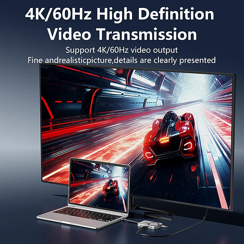 10Gbps Magnetic SSD Enclosure Docking Station USB-C USB3.2 Splitter HDMI-Compatible Docking Station Hub 4k 60Hz Video Storage