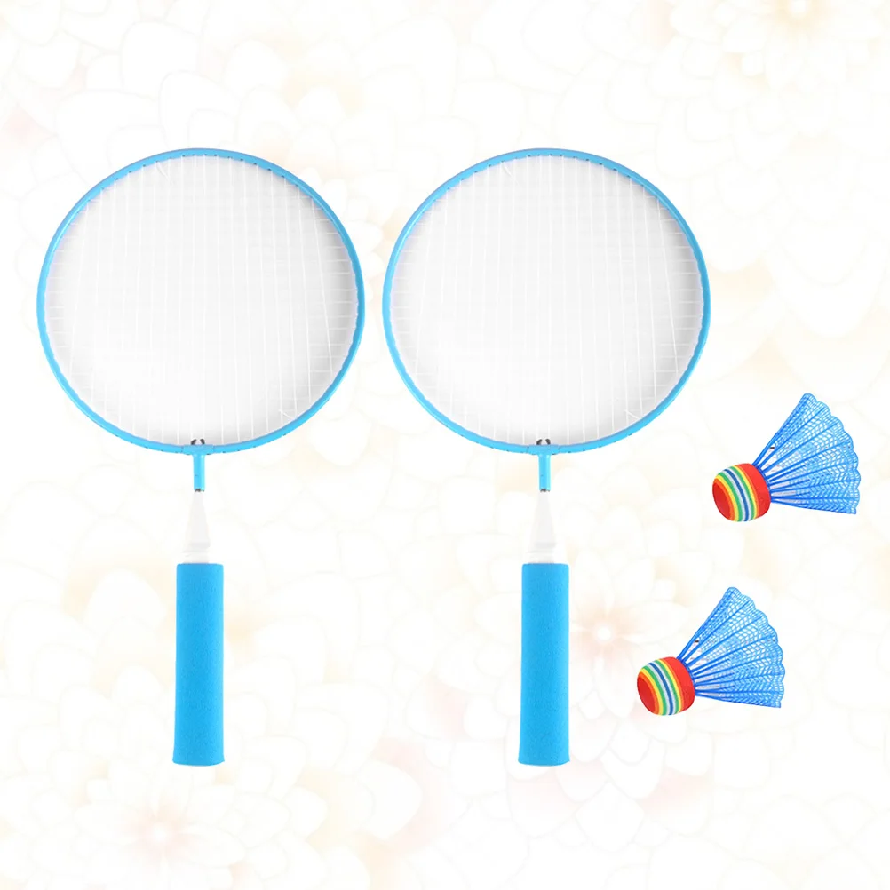 

4 Kids Tennis Racket Set Badminton Rackets Balls Kids Racket Racquet Play Game for Beach Garden Outdoor ( Blue )