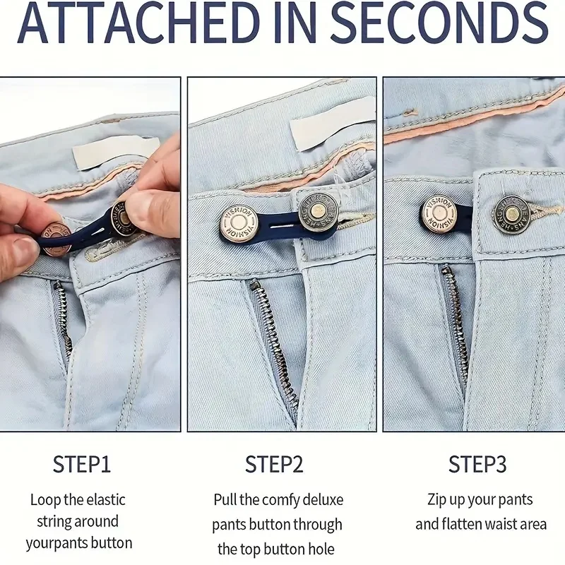 5팩 조절 가능한 청바지 버클 익스텐더, 남녀 공용 빈티지 허리 확장기 내구성 있는 금속 클립 포함