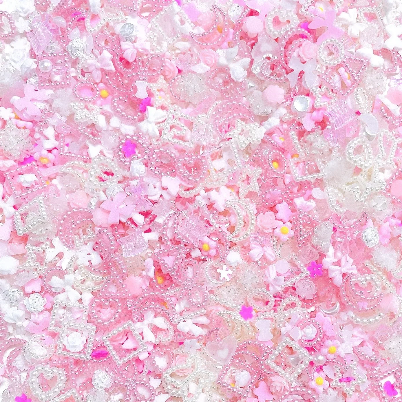 50PCS Pink series Mixed Design 3D Arcylic Nail Art Decorations Charms Exqusite Acrylic Jewelry kawaii Nail  DIY Nail Accessories 6