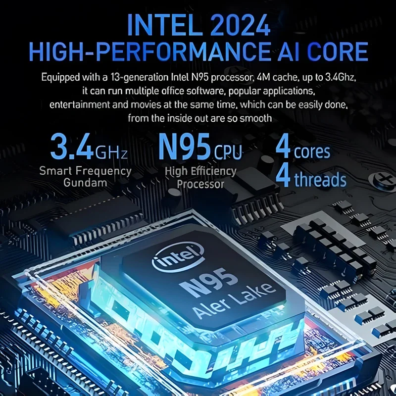 2 in 1 10.95 Inch 360&deg; Flip Notebook Laptop Intel N95 Windows 11 Pro 16GB DDR5 2TB SSD Metal Mini Office Gaming