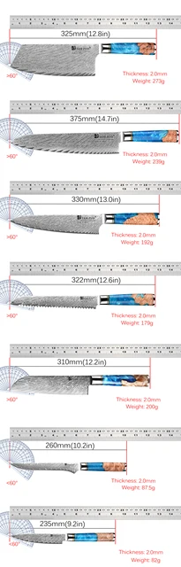 มีดดาบัสกัส มีดเชฟ เหล็ก VG10 ญี่ปุ่น 67 ชั้น มีดปังตอ มีดปอกเปลือก มีดหั่นขนมปัง มีดซันโตะกุ ด้ามเรซิ่น พร้อมกล่องของขวัญ 2