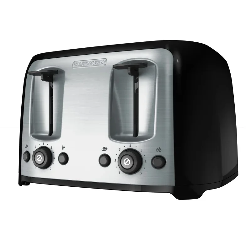 

BLACK DECKER 4-Slice Toaster with Extra-Wide Slots, Black/Silver, TR1478BD