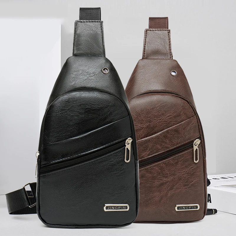 

Fashion Multi-Function Pu Leather Business Chest Bag Sports Large Mobile Phone Bag Sling Crossbody Bag Man Crossbody Bag