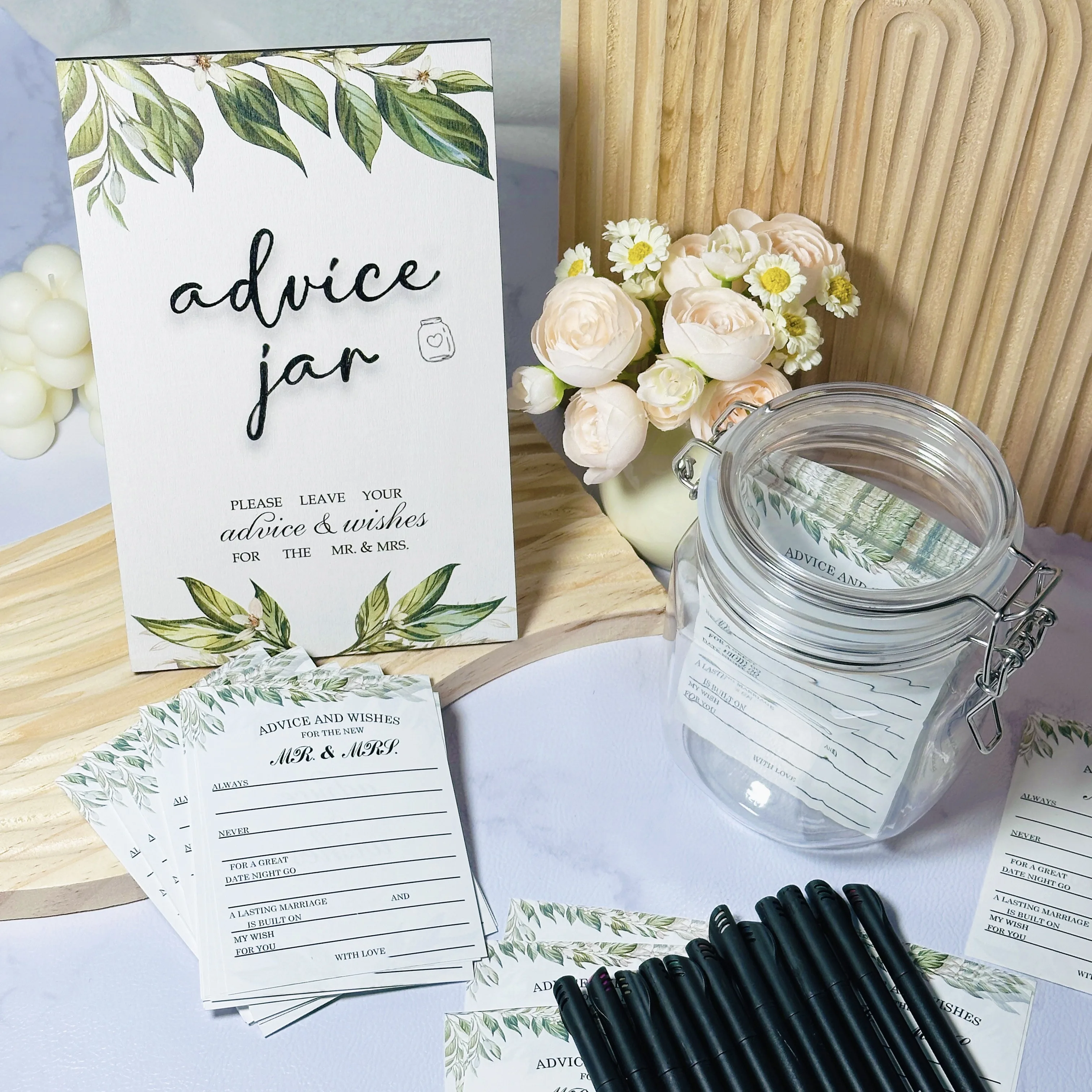Bridal Shower Decoration Guest Book For The Mr and Mrs Wedding Advice Sign Advice and Wishes Cards Wedding Wish Jar For Guest