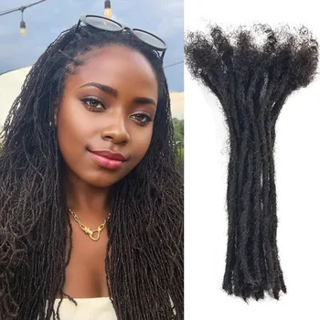 Estensioni Inter Loc in Capelli Umani Veri al 100% Larghezza 0,2 cm, Lunghezza 4-24 Pollici, Dreadlock Completamente Fatti a Mano, 20 Ciocche per Uomini, Donne e Bambini