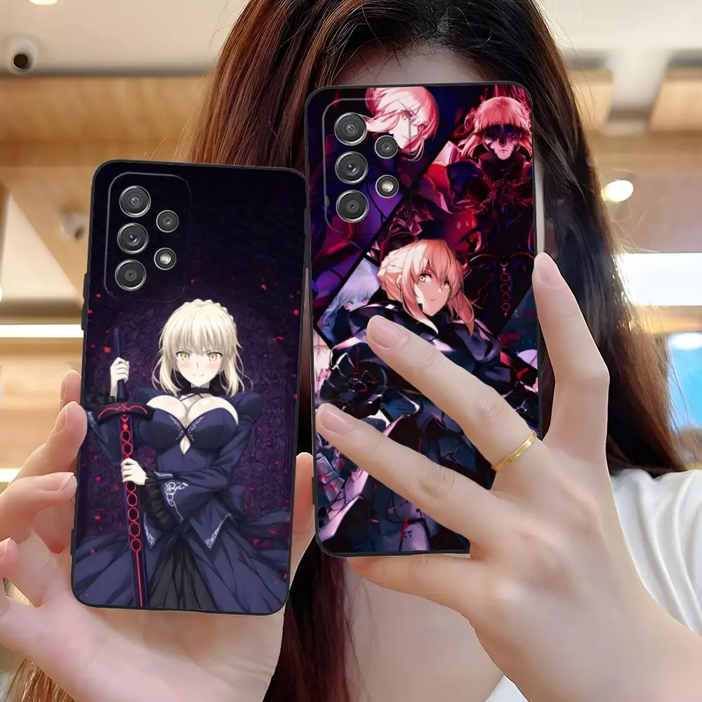Luxurious Black Cellphone Case Featuring Fate Grand Saber Alter Design