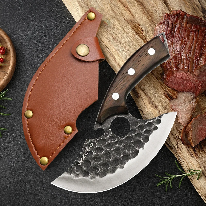 WXCOO Hand Forged Hammered Chef's Knife Stainless Steel Kitchen Knives Meat Cleaver Splitting Slicing Knife Fruit Paring