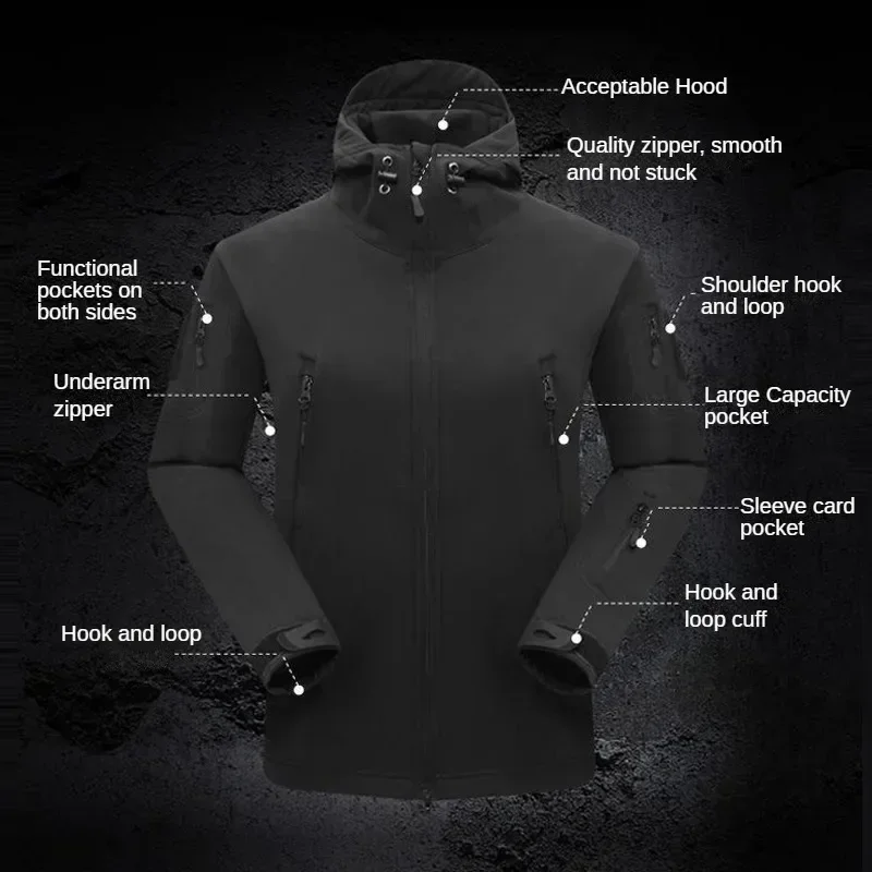 Winter Autumn Fleece Thermal Waterproof Suit Men Jacket Tactical Outdoor Fishing Hiking Camping Tracksuits Coat hiking jackets waterproof hiking jackets waterproof jacket waterproof coats polar fleece jacket