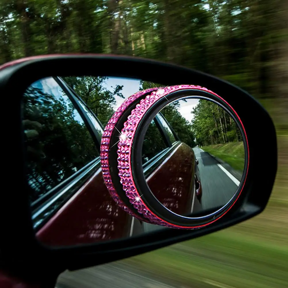 

2Pcs Blind Spot Mirrors Adjustable 360-degree Wide Angle Stick-on Design Glass Waterproof Rust-proof Blind Spot Mirrors