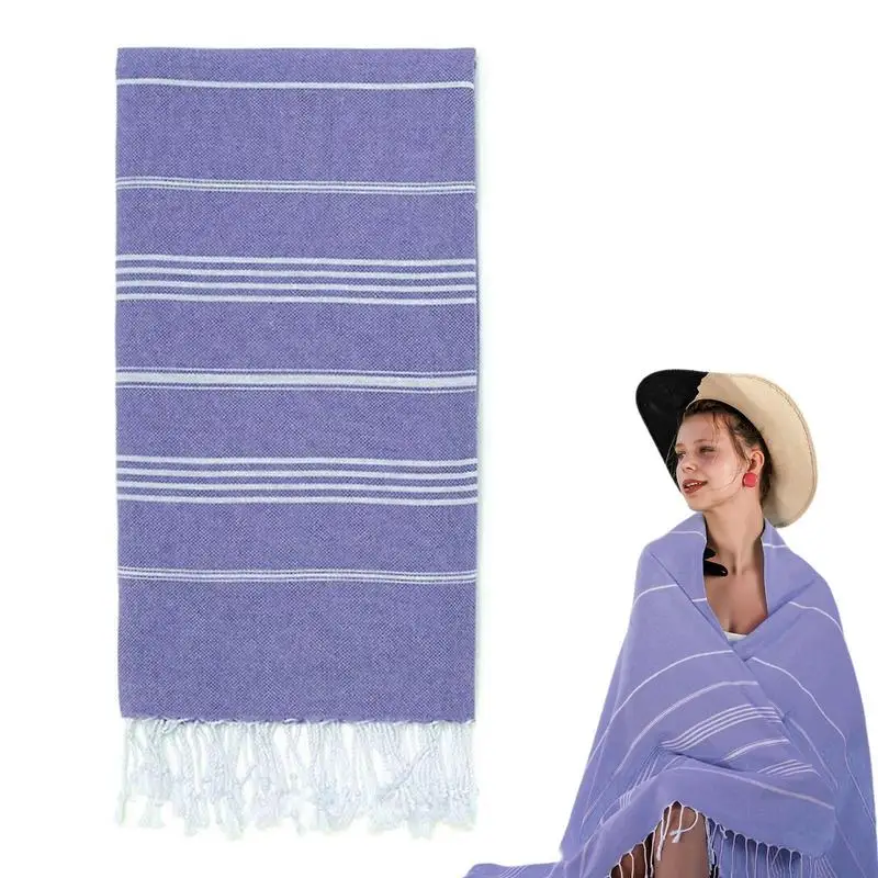 

Turkish Beach Towel Absorbent Thin Sand Sheet With Tassel Travel Essentials For Swimming Pool Beach Bath Sauna Gym And Traveling