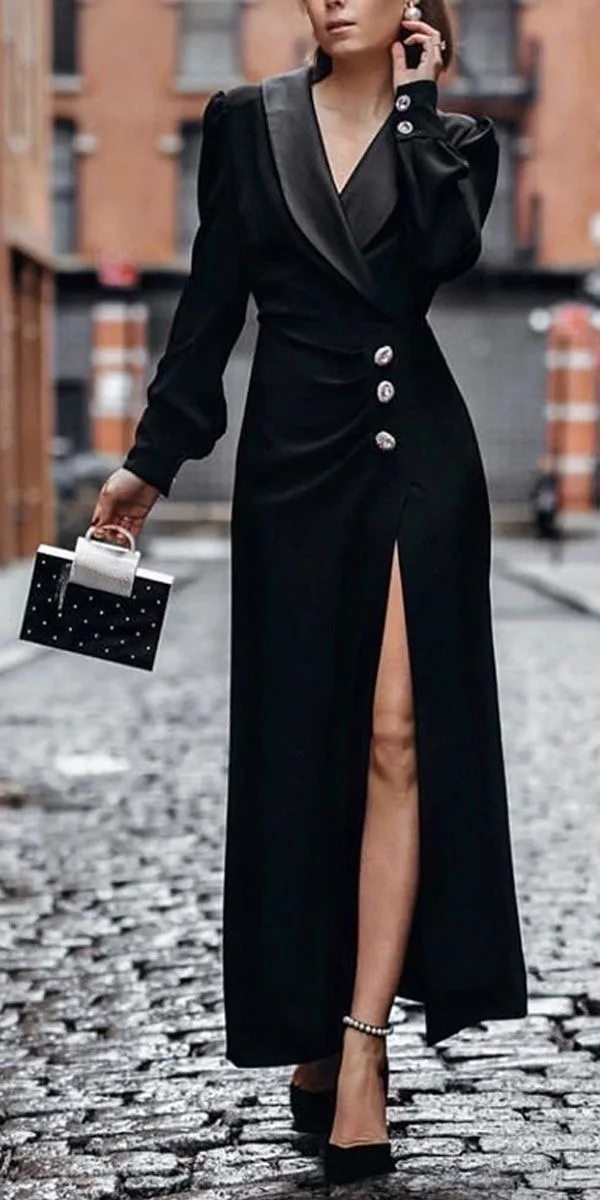 Women Long Jacket 1 Pcs Prom Party Dress Elegant Long Sleeves Full Length Fashion Style Suit Coat Leisure Customized
