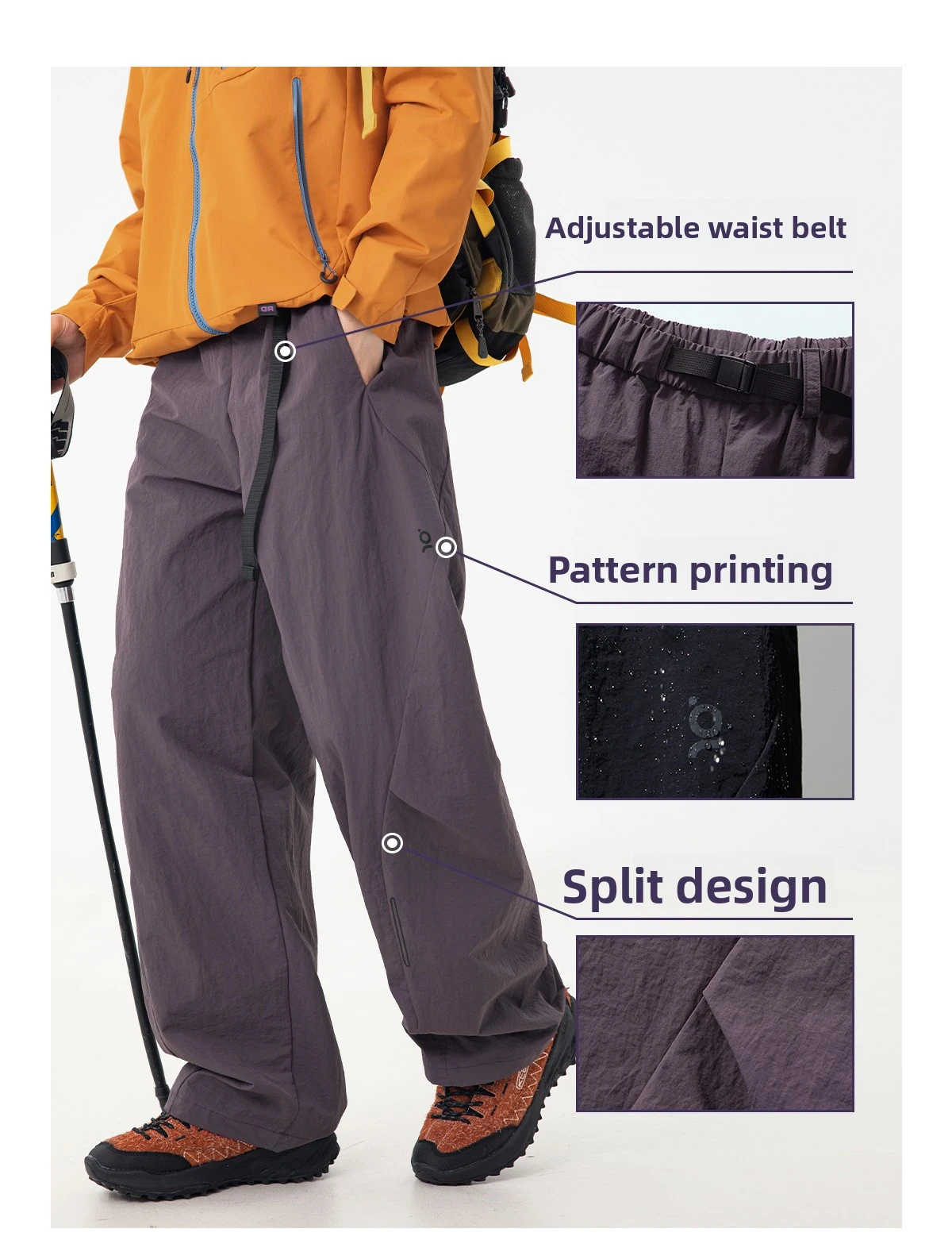 Technische Cargohose für Herren 2026, wasserabweisende Arbeitskleidung, J-Cut-Fallschirm-Design, plissierte Panel-Aktivhose, lockere Passform – Detail 2