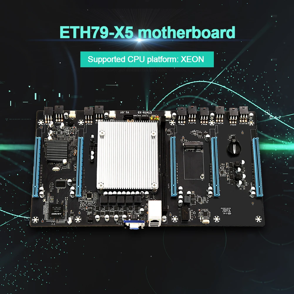 VKTECH ETH79-X5 Motherboard PCIE 16X Support 3060 DDR3 Graphics Cards Support 1066/1333/1600/1866MHz Memory For BTC Mining Miner best budget gaming pc motherboard