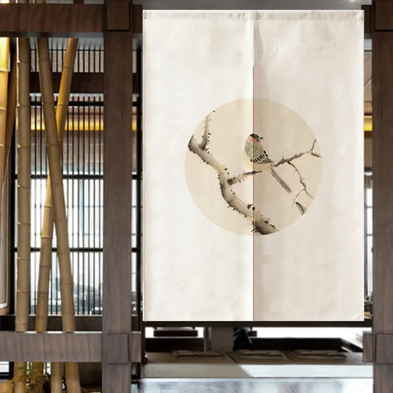 New Chinese Flowers and Birds Door Curtian Living Room Restaurant Kitchen Half Curtain Feng Shui Curtain Noren