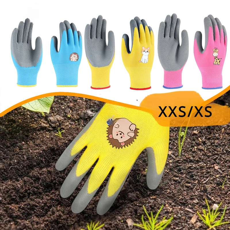 Garden Work Gloves Kids Durable Waterproof Non-Slip Children Safety Yard Work Portable Garden Supplies