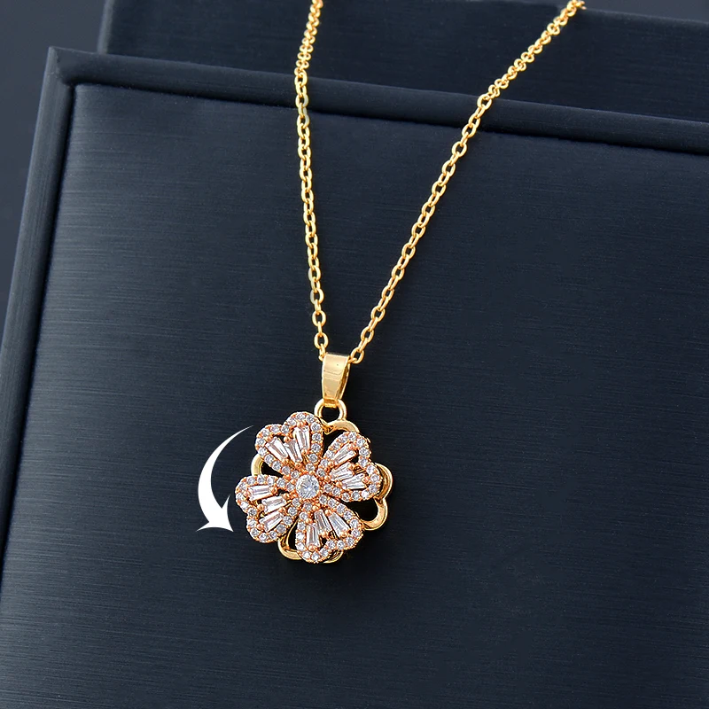 thumbnail image 2 of Sttiafay Crystal Butterfly Necklace Inlay Rhinestone Flower 2 of 13