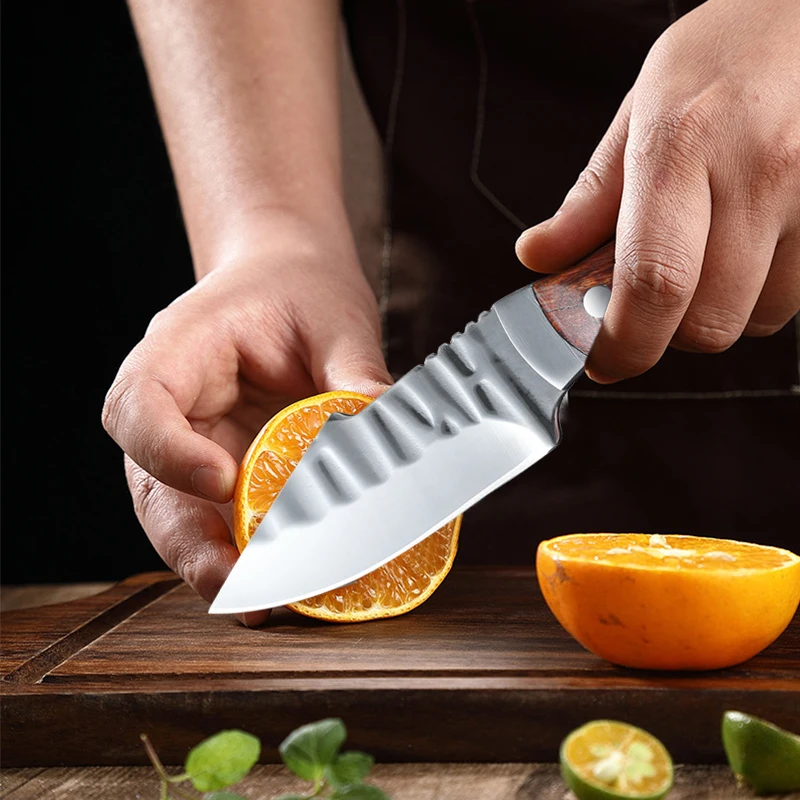 Boning Meat Cleaver Fish Knife Stainless Steel Kitchen Mongolian Hand Meat Fruit Knife Roasted Whole Lamb Steak Knife with Cover