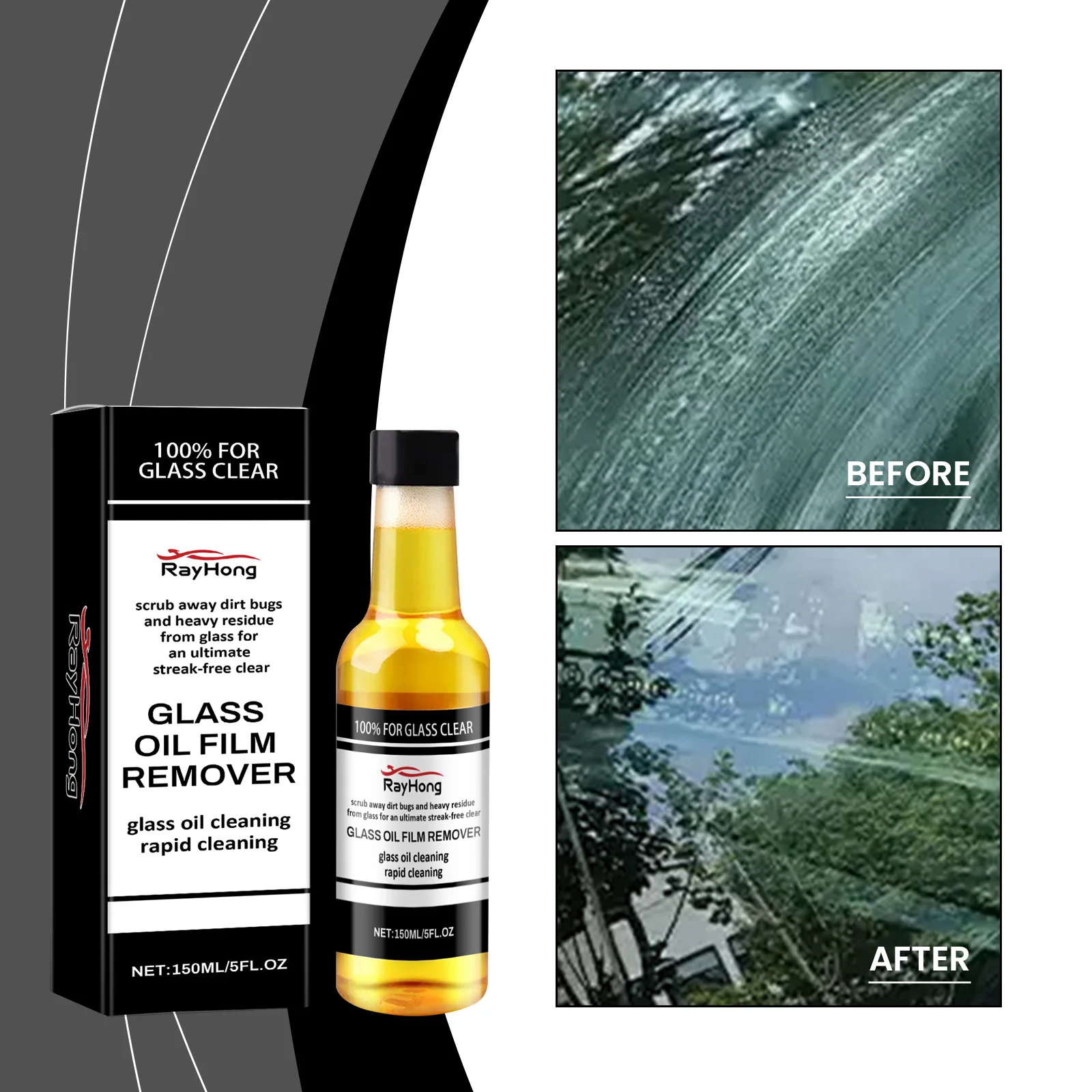150ml car windshield oil film remover universal polished glass cleaner for spots and rain marks rain prints powerful efficient