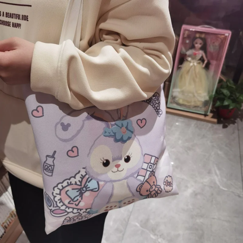StellaLou Cute Cartoon Canvas Bag Shoulder Bag Female Student Class Tutorial Large Capacity Tote Eco-friendly Shopping