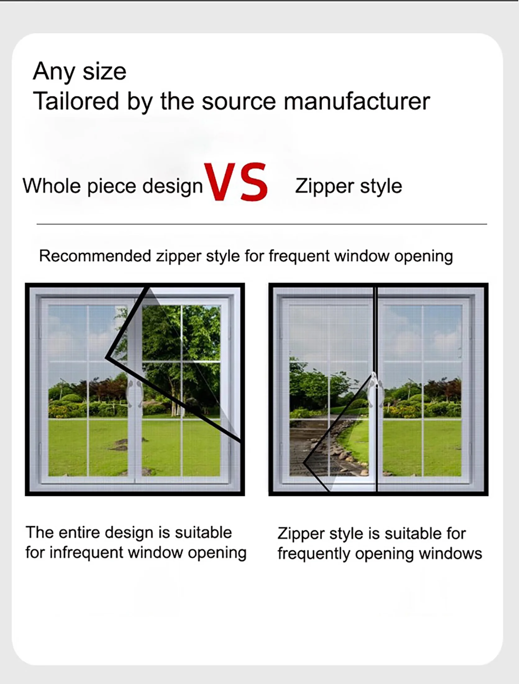 Description Picture 4 of itemBlack custom mosquito screen window, window screen, self-adhesive window mosquito net, zippered household screen window
