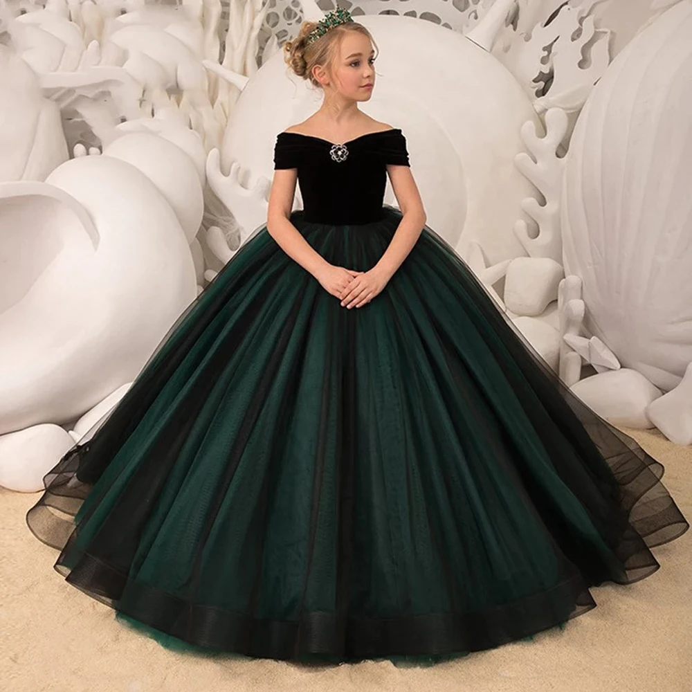 

Adorable Flower Girl Dresses 2023 Tulle Puffy Ball Gown Floor Length Baby Pageant Dress Girl Wedding Party Dress