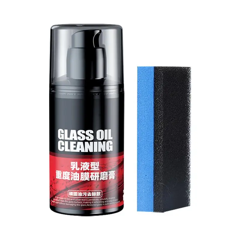 

Car Glass Oil Film Cleaner Quickly and Easily Restore Glass Clarity for Tinted & Non-Tinted Windows Glass Stripper with Sponge