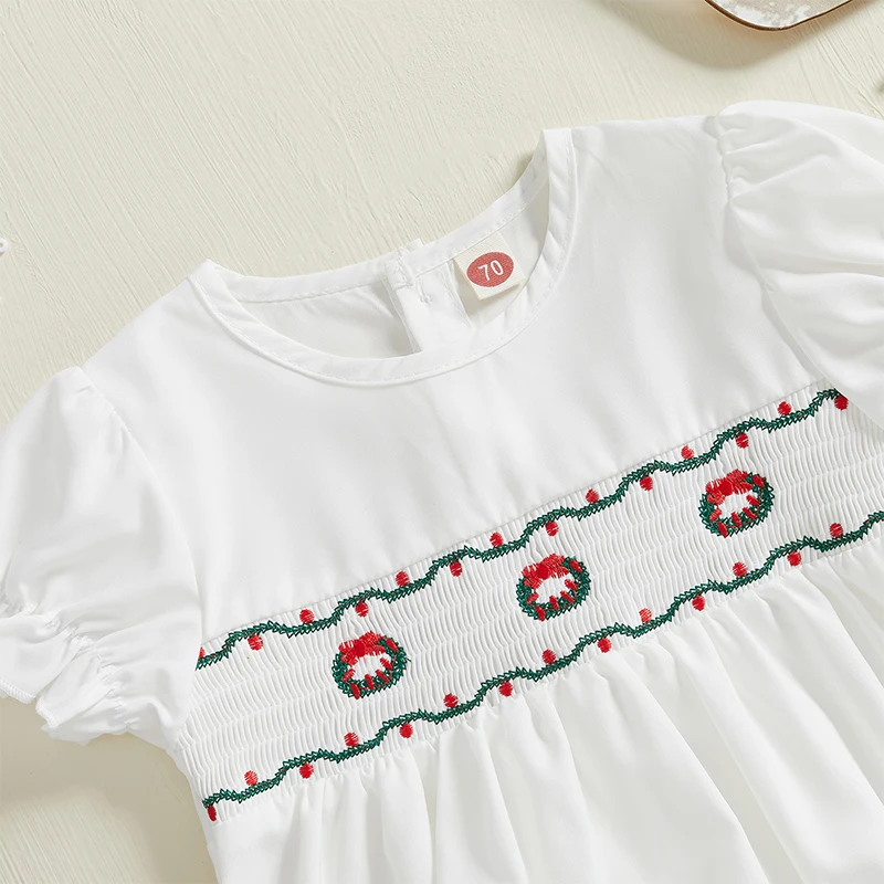 Christmas Romper with Wreath Embroidery 5