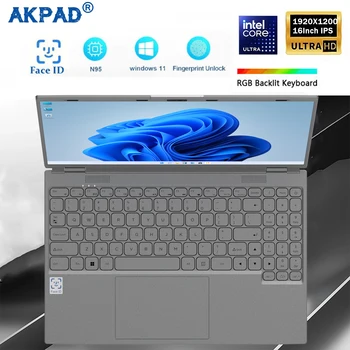 Face ID Laptop 16 Inch IPS Screen 16GB RAM 32GB Intel 11th N95 Netbook Windows 11