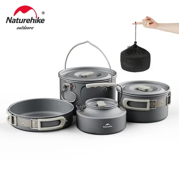 Naturehike Camping Cookware Kit Outdoor Frying Pan Portable Kettle Foldable Picnic Tableware Kitchen Utensils Cooking Utensils