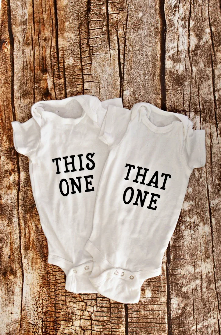 Twins Baby Bodysuits Clothes Funny Baby Boy Girl Clothing Summer Toddler Jumpsuits Twin Infant Shower Gifts