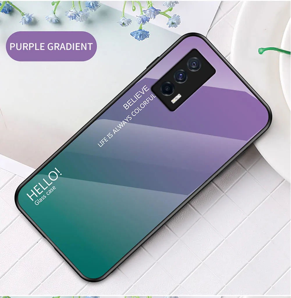 IQOO 9 Pro Case DECLAREYAO Capa de vidro rígido para VIVO IQOO 8 7 5 Pro Neo 6 3 Capa Moldura de silicone Ultra Slim Vidro temperado_voghion.com
