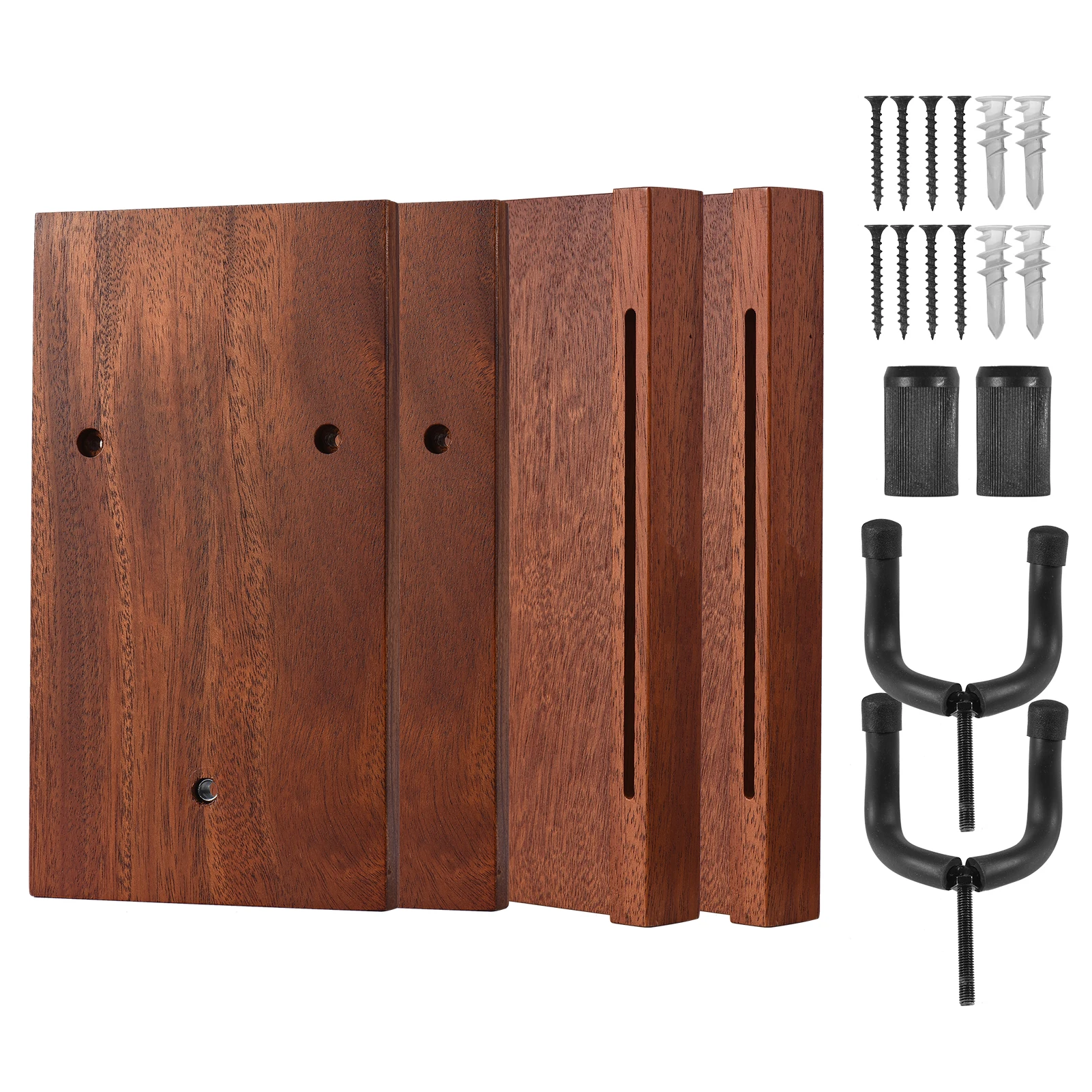 

2pcs Multifunction Wall Guitar Hanger DIY Kit Mahogany Wooden Wall Mounted Hanger Shelf Pick Holder Screw Fixed for Guitars Bass
