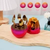 6Pcs Colorful Dinnerware Set with Egg Shaped Case Stainless Steel Cutlery Dinner Set Knife Fork Silverware Set Kitchen Tableware 4