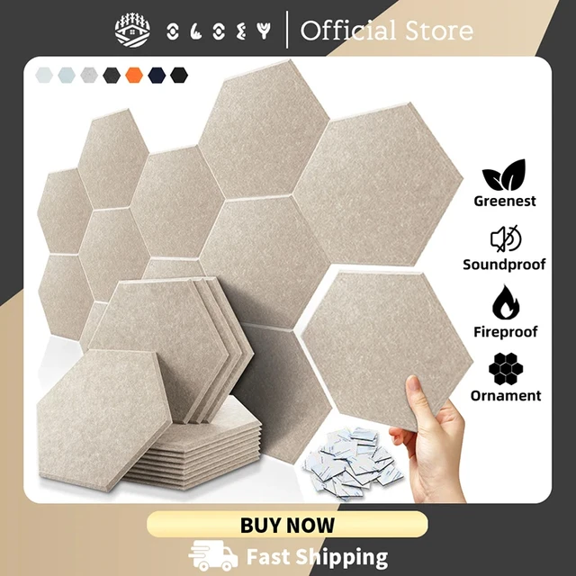 Paneles de pared insonorizados hexagonales de poliéster, autoadhesivos, a  prueba de sonido, acústicos, para estudio, sala de reuniones, decoración de  pared de guardería, 12 piezas - AliExpress