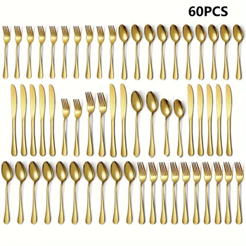 Luxury Gold Stainless Steel Flatware Set (30/60-Piece) 1