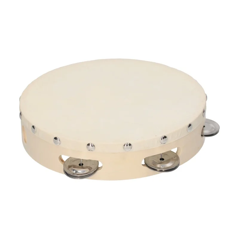 4/6/8 Inch Hand Tambourine with Metal Single Row Jingles Sheepskin Drum Wooden Tambourines Musical Timbrel for Dancine Party hand tambourine