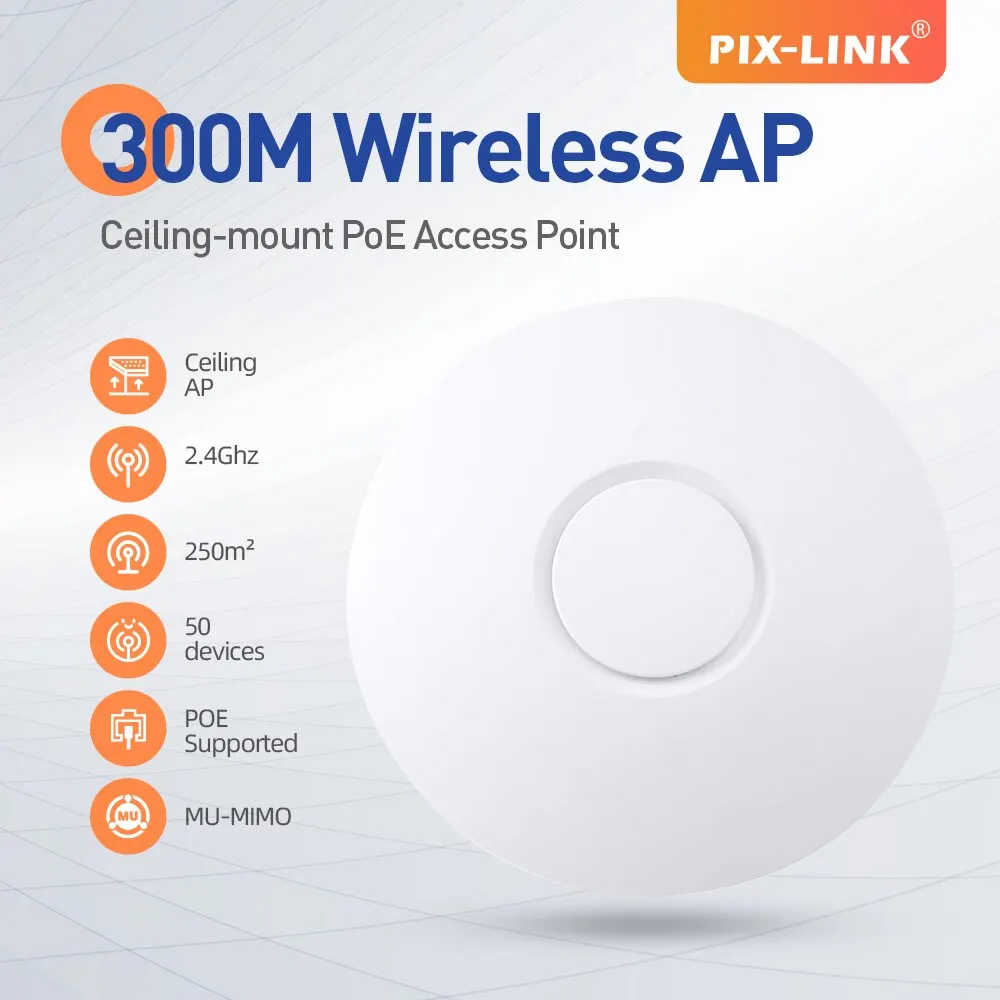 Wireless Wifi Adapter PIX-LINK CWR01 EU 300Mbps Wall Mounted