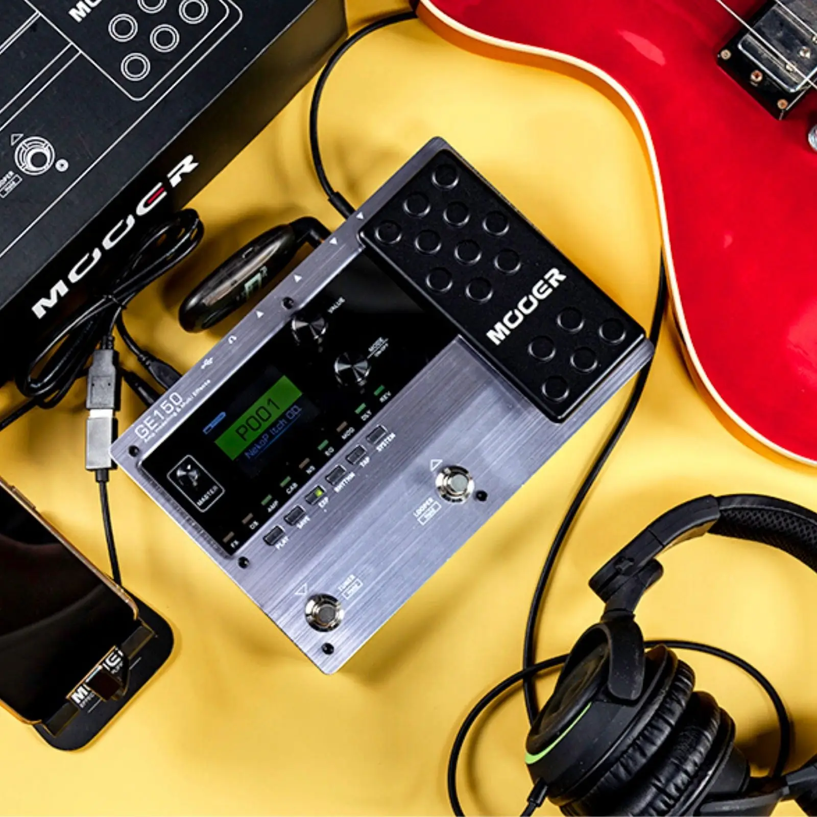Electric Guitar Amp Modelling MOOER GE150 Multi Effects Pedal Portable Multi Effects Processor with Expression & IR Loading