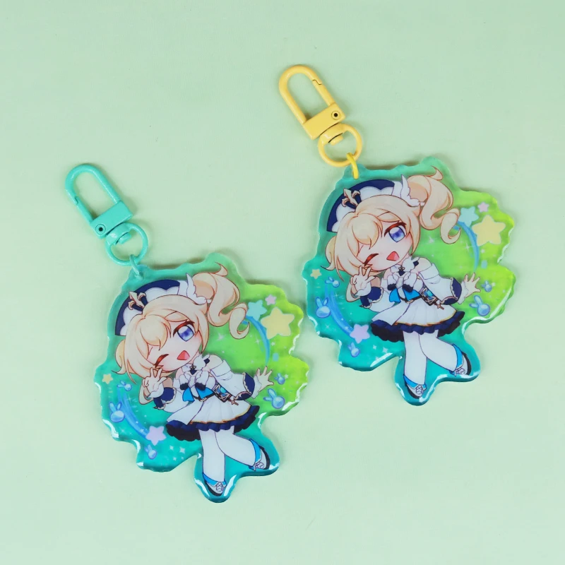 Custom Translucent Colour Background Epoxy Keychains Cartoon Key