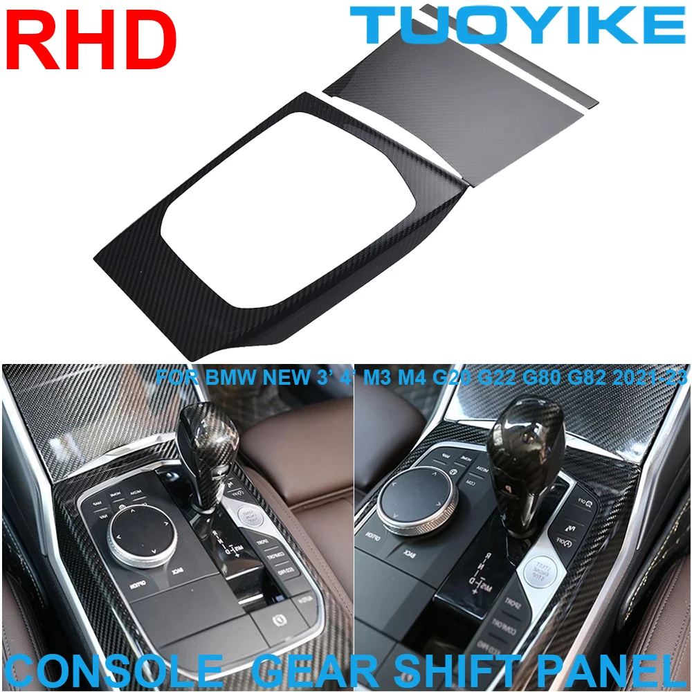 

RHD Real Dry Carbon Fiber Central Console Gear Shift Panel Frame Cover For BMW 3 4-Series M3 M4 G20 G28 G22 G26 G80 G82 2021-23