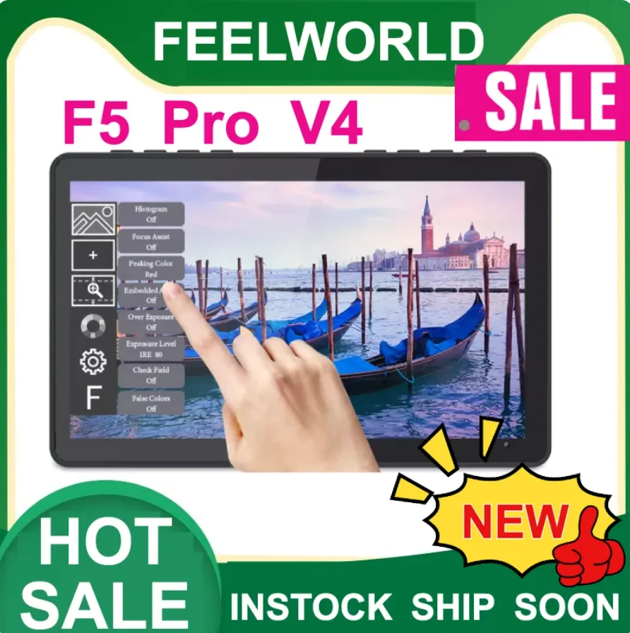 FEELWORLD F5 Pro V4 6 Inch 3D LUT 4K HDMI Touch Screen DSLR Camera Field Monitor Power Output F970 Install and Power Kit