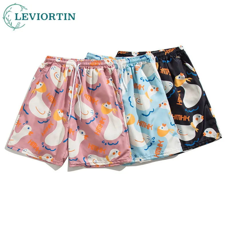 

Summer Quick-drying Men's Loose Shorts Pants Casual Hawaiian Holiday Beach Flower Print Shorts for Men and Women