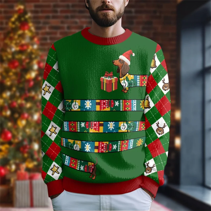funny-dachshund-ugly-christmas-sweater-mens-3d-printed-crew-neck-pullover