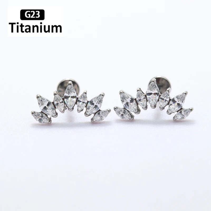 

Implant Grade ASTM F136 Titanium Piercing 16G CZ Lip Rings Cartilage Helix Conch Lobe Ear Studs Flat Back Body Jewelry Earrings