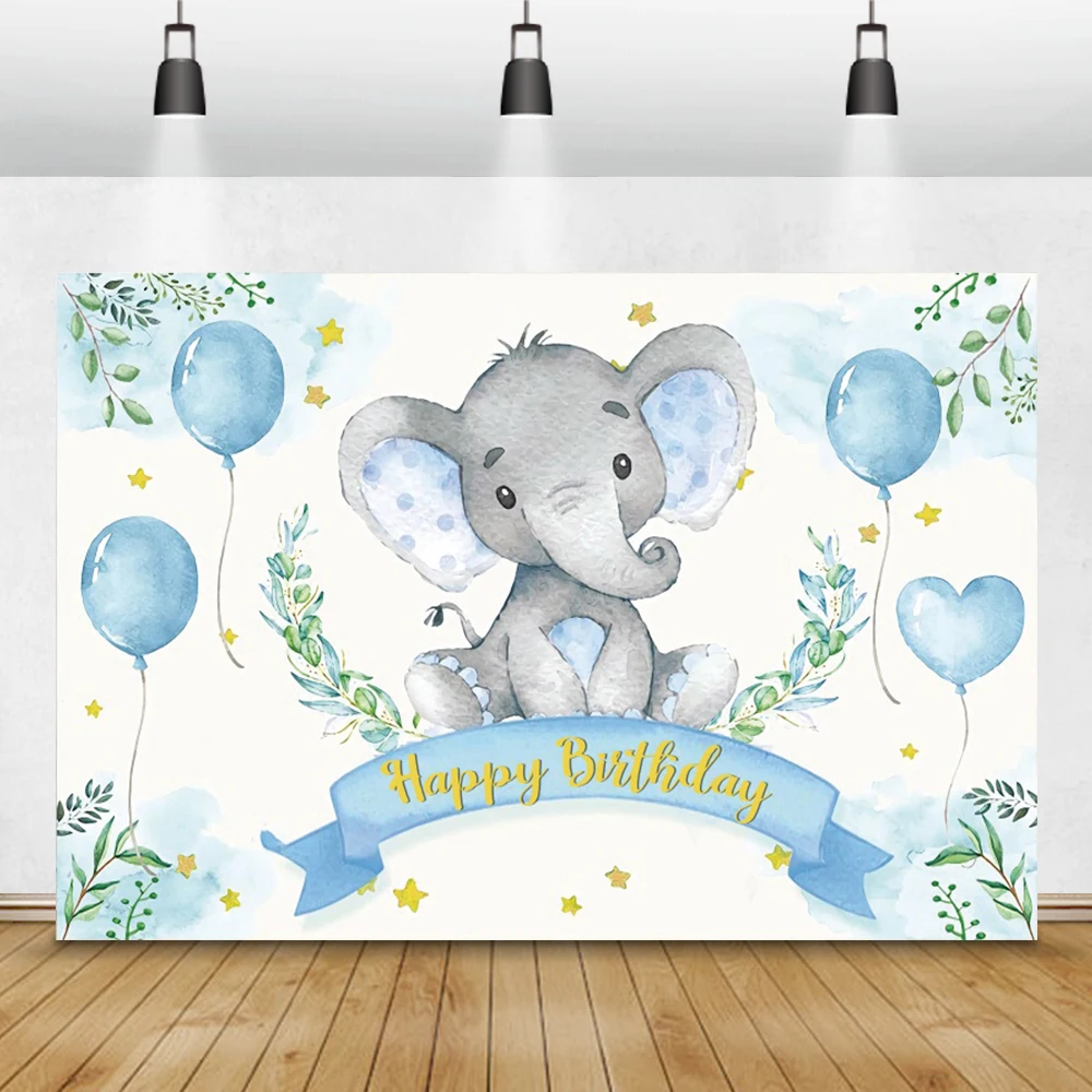 

Laeacco Elephant Flower Safari Party Wild One Newborn Baby Shower Birthday Backdrop Customize Photography Background Photophone